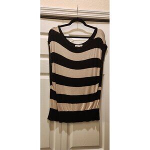 White House Black Market Sleeveless Sweater Black & Tan Size M